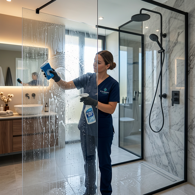 تنظيف كبائن شاور بالقطيف: إزالة الكلس والترسبات لاستعادة لمعان الزجاج